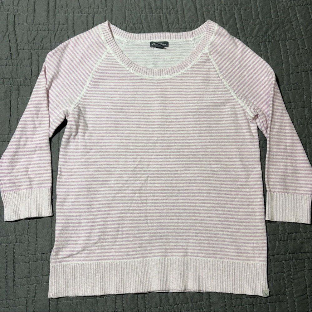 Eddie Bauer Women's Pink and White Striped Top